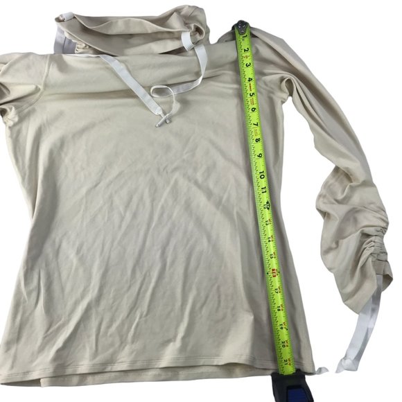 G. Goop Long Sleeve Shirt Ivory Cinchable Sleeves Women's Medium Gwenyth Paltrow - Picture 9 of 13